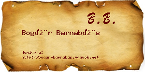 Bogár Barnabás névjegykártya