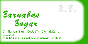 barnabas bogar business card